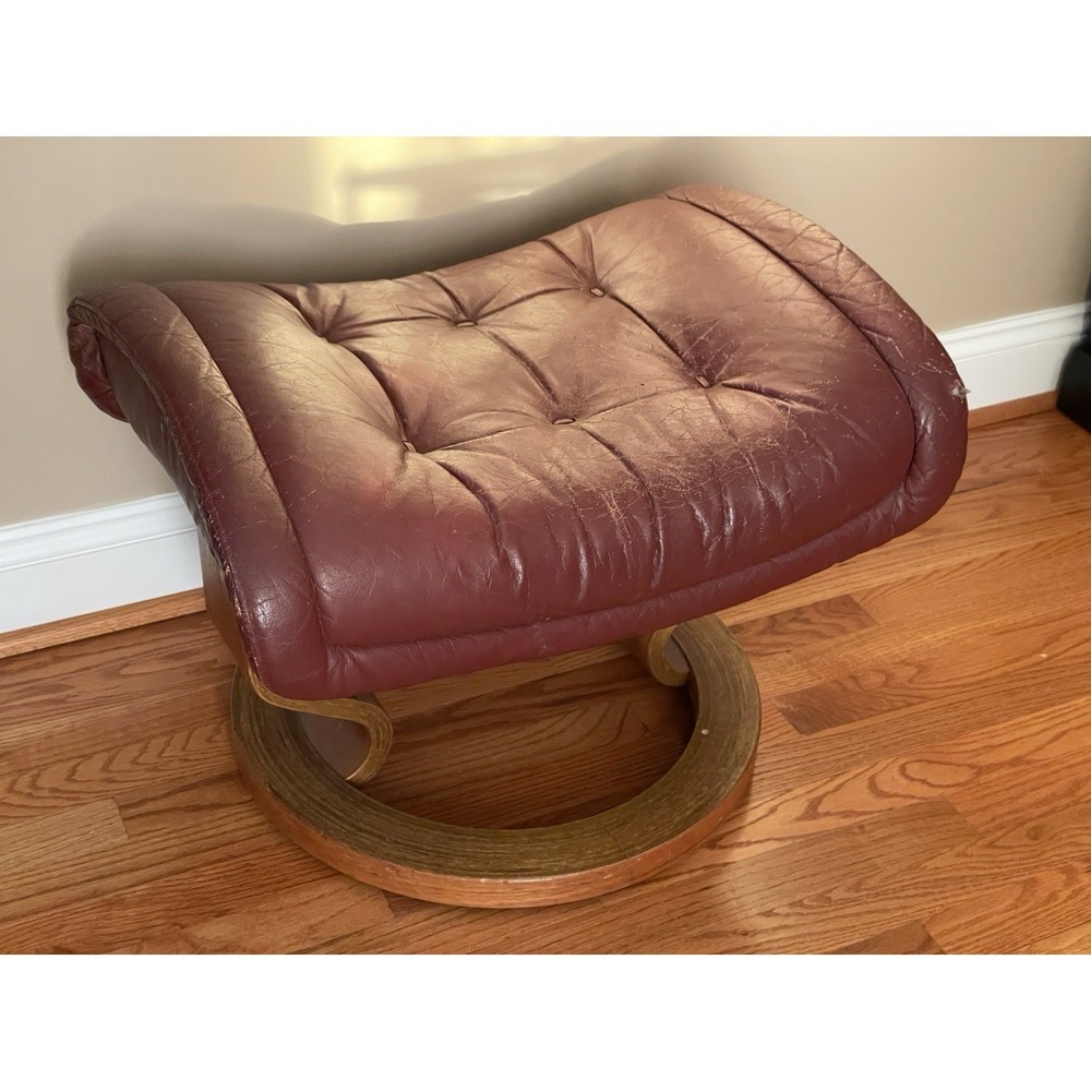 Ekornes Stressless Ottoman Burgundy Leather Foot Stool